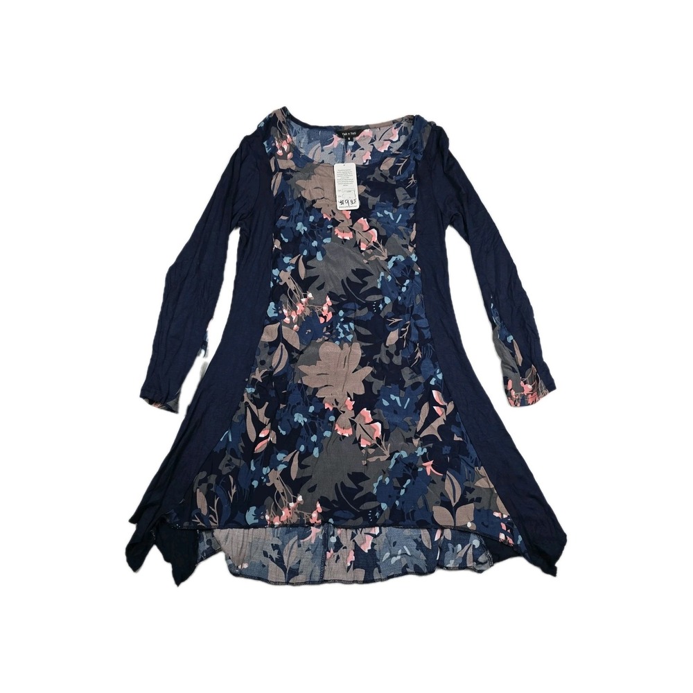 Yak & Yeti‎ Women's Size Small Navy Blue Floral Long Sleeve Dress New